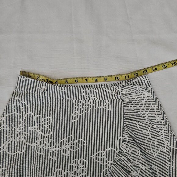 Eva Franco By Anthropologie Striped Floral Ruffle Wrap Style Skirt Women's Sz 4 - Picture 14 of 16